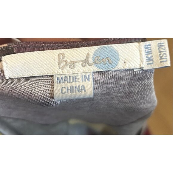 Boden Circle Print Womens Dress Sz 12 Ruched Waist 3/4 Sleeve Retro Mod Boho Art - Picture 2 of 14